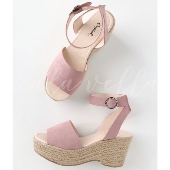 🦋LAST PAIR🦋Blush Rose Espadrille Buckle Wedge - Picture 3 of 6